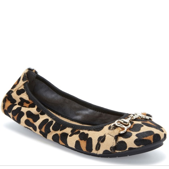 Animal Print Calf Hair Gold Hardware Crunch Flats - Picture 9 of 10